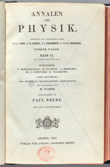 Title page of the journal which published Einstein’s relativity theory  1905.