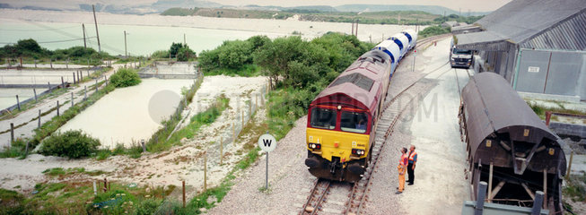 Freight train in Saltash  June 2000.