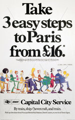 'Take 3 Easy Steps to Paris from Â£16’  BR(CPU) poster  1980.