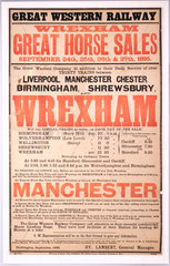 'Great Horse Sales  Wrexham'  GWR poster  1895.