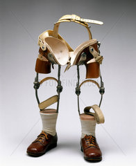 Pair of artificial legs for a child affected by the drug thalidomide  1968-1972.