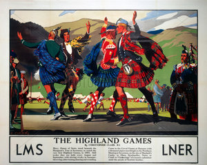 'The Highland Games'  LMS and LNER poster  c 1930s.
