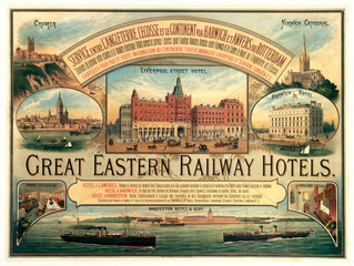 'Great Eastern Railway Hotels'  GER poster  c 1884-1890.