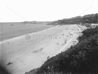 Porthminster Beach at St Ives  Cornwall  c 1920.