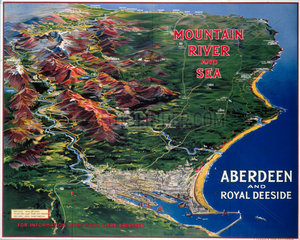 ‘Mountain  River and Sea  Aberdeen & Royal Deeside’  poster  1914.