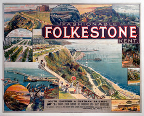 ‘Fashionable Folkstone  Kent’  SE & CR poster  c 1910.