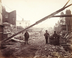 Building of the Metropolitan Railway  London  1862.