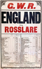 'England via Rosslare'  GWR poster  1919.