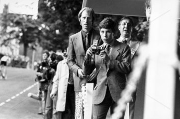 Lord Linley at Harrogate cycle races  Yorkshire  July 1977.
