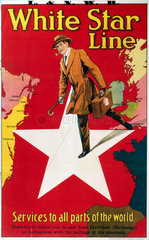 ‘White Star Line’  LNWR poster  c 1900-1910.