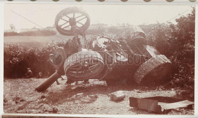 Overturned traction engine  c 1910.