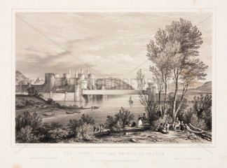 'Conway tubular bridge and castle'  19th century.