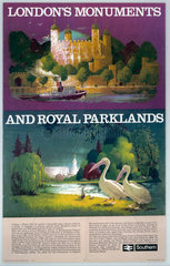 'London's Monuments and Royal Parklands'  BR poster.