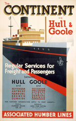 'The Continent via Hull & Goole’  BR poster  1952.