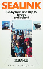 'Sealink - Go by Train and Ship to Europe and Ireland'  BR Sealink poster  1969.