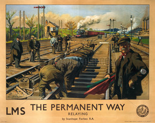 ‘The Permanent Way: Relaying’  LMS poster  1924.