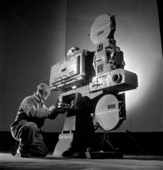 Inspecting a 35mm cinema projector  Kershaw’s  1953.