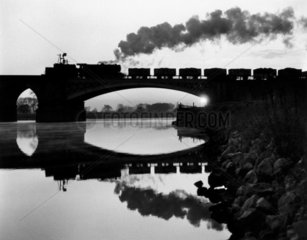 Steam locomotive crossing the River Trent  September 1965.
