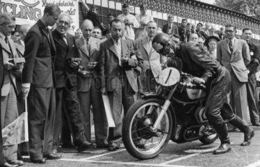 The Duke of Edinburgh at the Senior TT motorcycle race  17 June 1949.