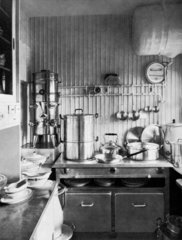 The in-flight kitchen of the Zeppelin airship LZ 126  1924.