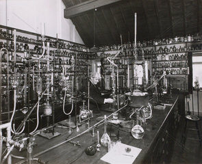 Dr Oswald John Silberrad in his laboratory  Loughton  Essex  1947.