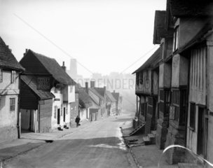 View of houses at Kersey in Suffolk  29 January 1934.
