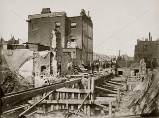 Construction of the Metropolitan Railway  Praed Street  London  c 1867.