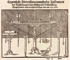Instruments and plumb lines for determining horizontal measurements  1548.