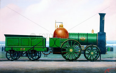 London & Birmingham Railway 2-2-0 locomotive no 28  c 1838.