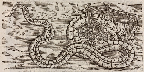 Sea-serpent attacking a ship  1608.