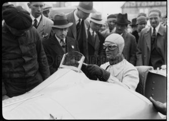 Louis Chiron at the wheel of his Bugatti racing car  Berlin  1933.