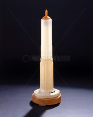Cream and amber celluloid lamp  1938.