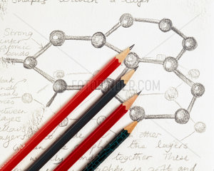 Sketch of carbon atoms  1990s.