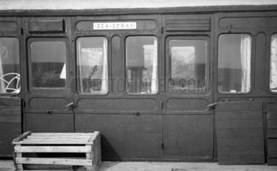 Railway carriage used as a beach hut  4 July 1939.