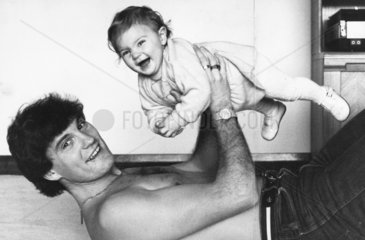 Glen Hoddle with baby  January 1984.