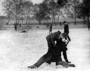 Skaters falling over on the ice  Wimbledon  London  27 January 1932.