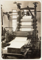 Rolls of paper in the beater room  production of paper  1936-42.