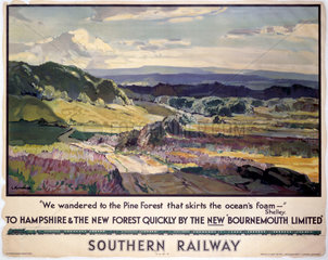 ‘To Hampshire and the New Forest Quickly‘  SR poster  1938.