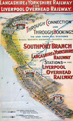 'Through Connection and Through Bookings'  LYR/LOR poster  c 1910.