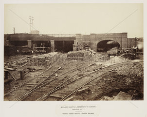 New bridge being constructed on the North London Railway  20 June 1867.