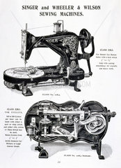 Singer and Wheeler & Wilson sewing machines  c 1905.