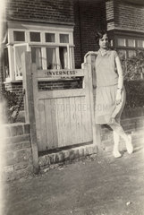 Woman outside the ‘Inverness’ B&B  Broadstairs  Kent  c 1920s.