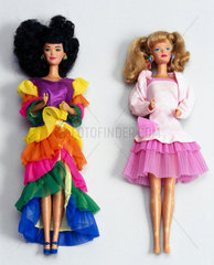 Two Barbie dolls  late 1970s and late 1980s.