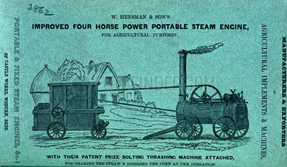 Portable steam engine with threshing machine  1851.