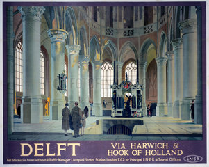 'Delft  Via Harwich & Hook of Holland'  LNER poster  1923-1947.