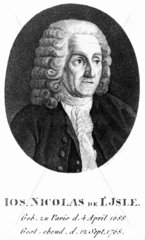 Joseph Nicolas Delisle  French astronomer  c 1740.