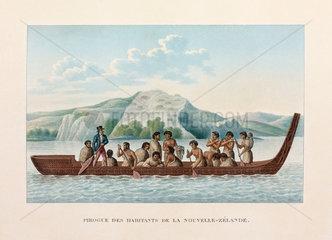 Maori canoe  New Zealand  1822-1825.
