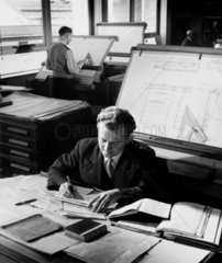 Draughtsman at their boards  Ransomes and Rapier  Ipswich  1959.