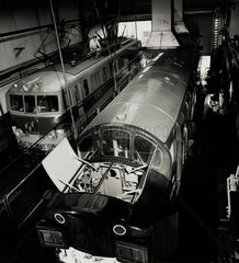 Two locomotives  on export are checked by engineers at the Vulcan works  1962.