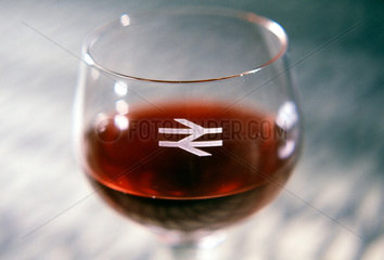 Wine glass with British Rail logo  1964.